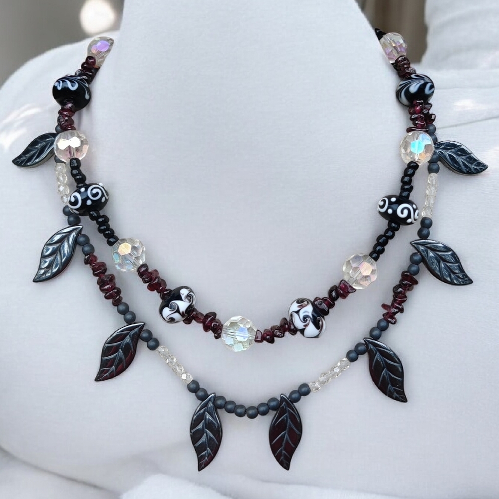 Gorgeous Garnet, Murano Glass Beads And Hematite Necklace